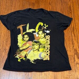 TLC No Scrubs Black Graphic T-Shirt Women's Medium 90s R&B Hip Hop Band Tee